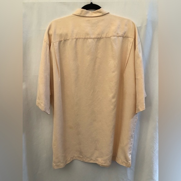 Tommy Bahama 100% Silk Light Orange Palm Tree Textured Hawaiian Shirt XL - Picture 3 of 16